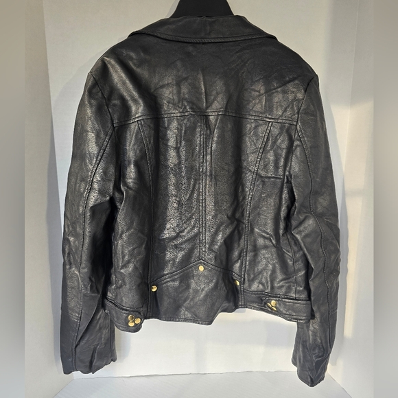 Vintage Buffalo David Bitton Vegan Faux Leather Black Moto Style Jack Medium - Picture 9 of 10